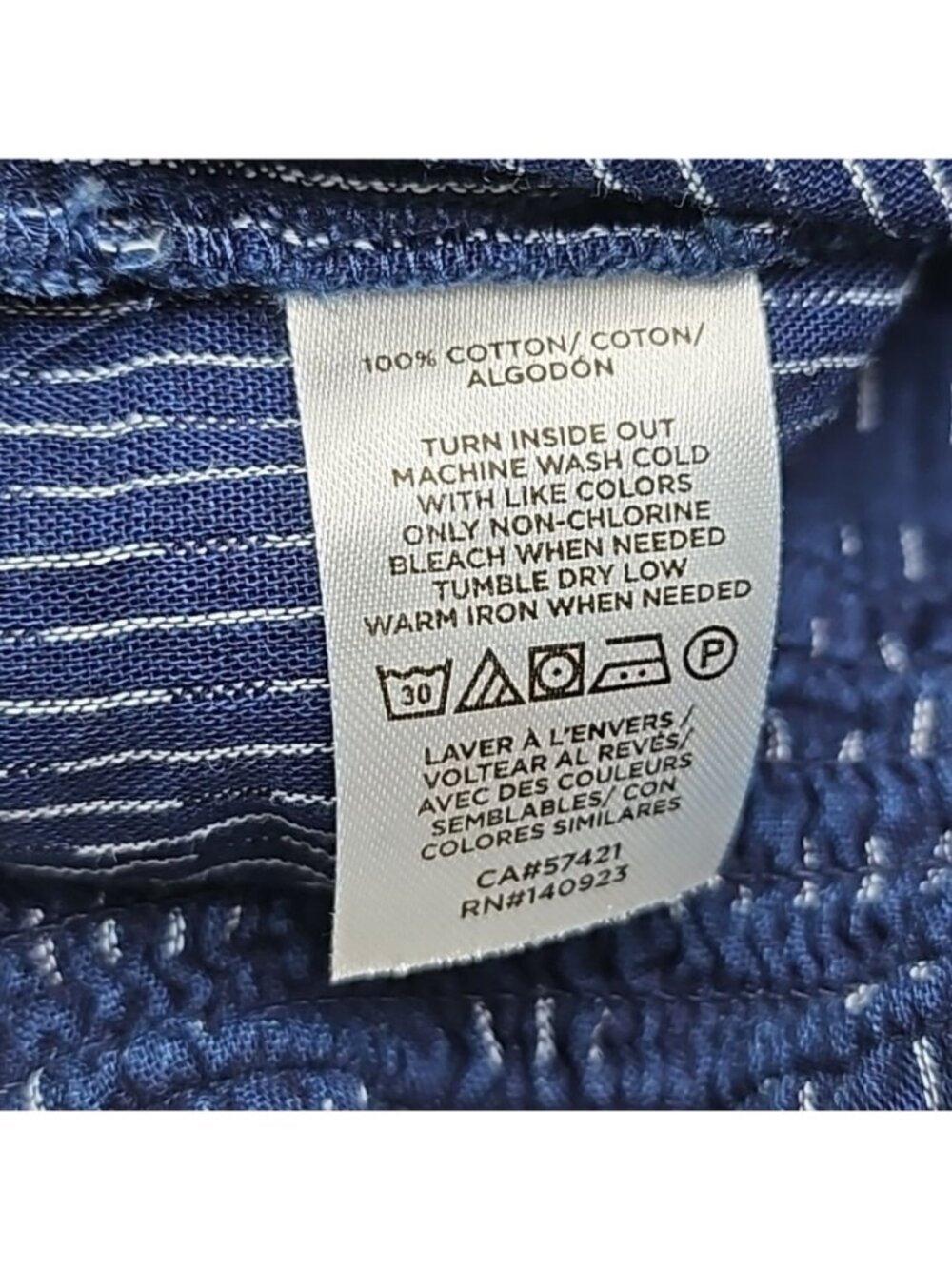 LOFT Womens Large Ruffle Prairie Victorian Cottagecore Navy Cotton Button Front - Picture 10 of 10